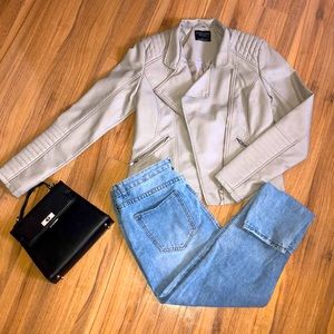 Grey Faux Leather Jacket